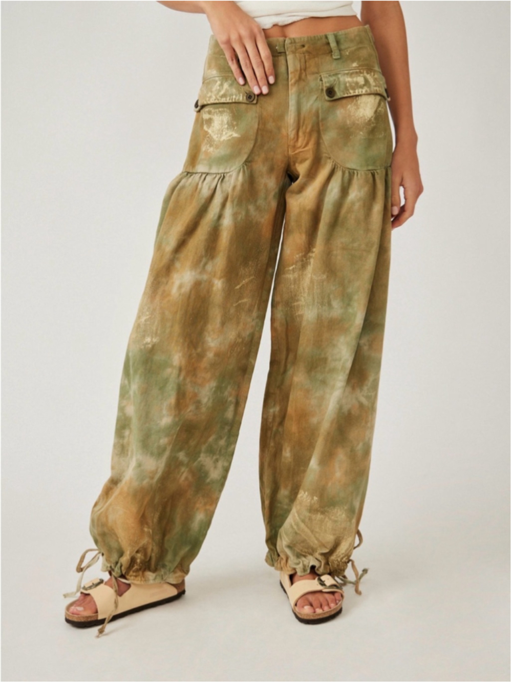 Free People We The Free Lotus Jeans 28 Tie Dye Balloon Wide Leg Cargo Pants